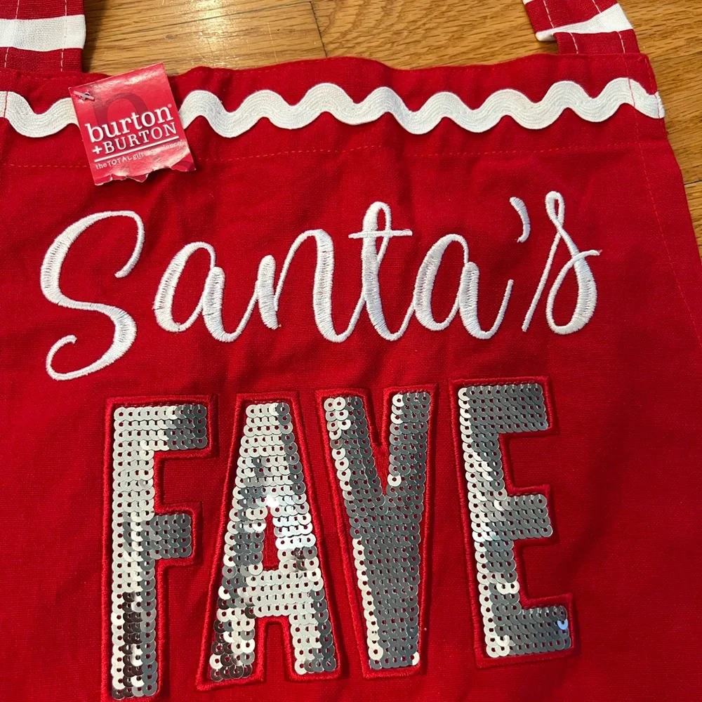 Burton & Burton Red and White Festive Santa’s sequin Apron Christmas holiday
